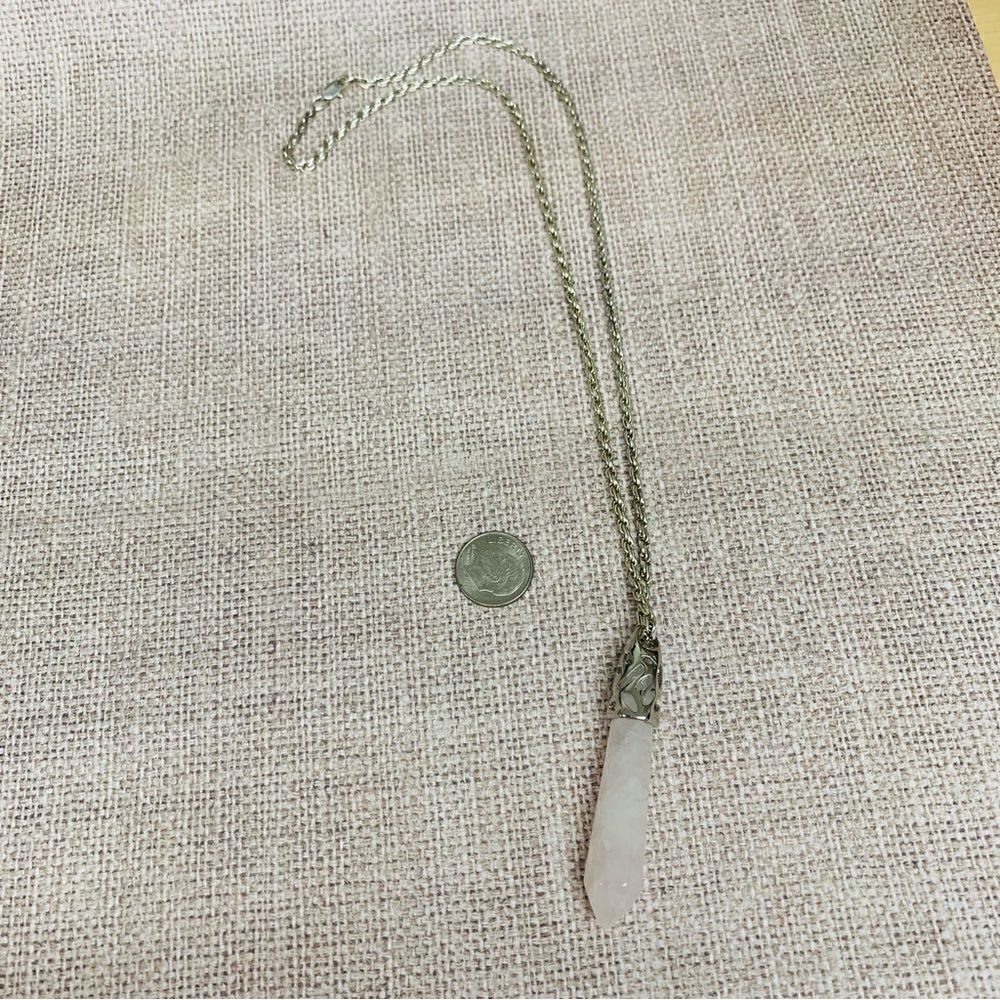 Silver White Quartz Point Necklace